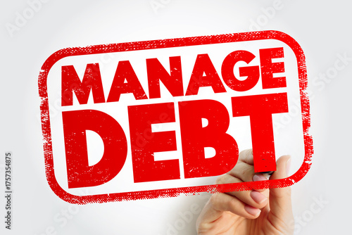 Obraz na plátně Manage Debt text stamp, concept background