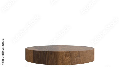 3D The image shows a wooden circular podium with a smooth finish