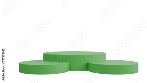 3D A green three-tiered podium with a central platform elevated above the others