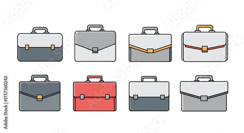 Collection of pixel art briefcases for business and travel.