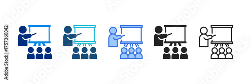 Training Icon Set Multiple Style Vector Illustration 