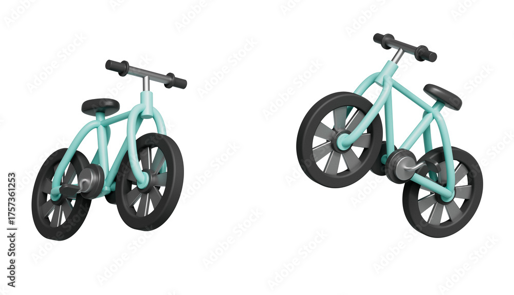 Fototapeta premium 카툰 스타일 심플한 민트색 자전거 Cartoon Style Simple Mint Bicycle