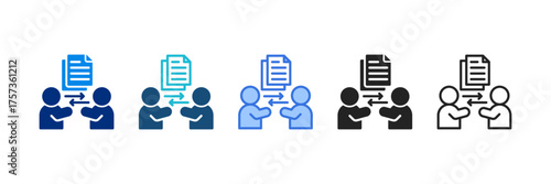 Document Sharing Icon Set Multiple Style Vector Illustration 