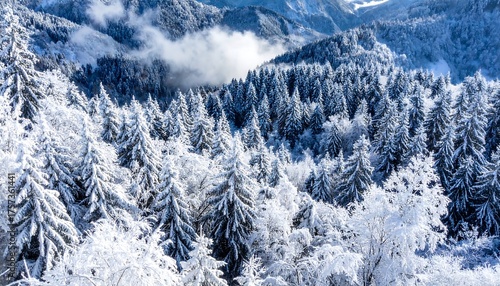 Winter Wonderland Snow-Covered Trees in a Forest Landscape