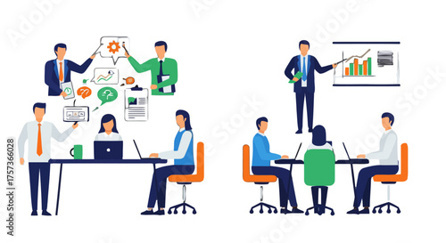 Business professionals collaborating in modern office setting