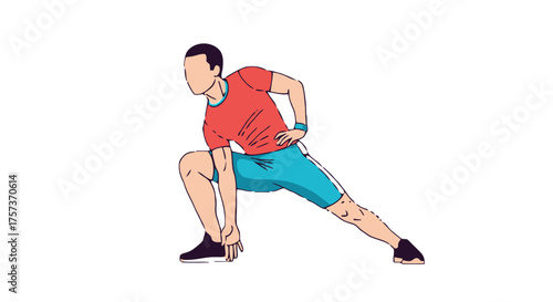 Man doing side lunge exercise, fitness workout