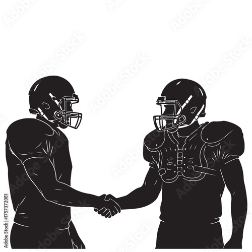 Two Football Players Shaking Hands in Silhouette