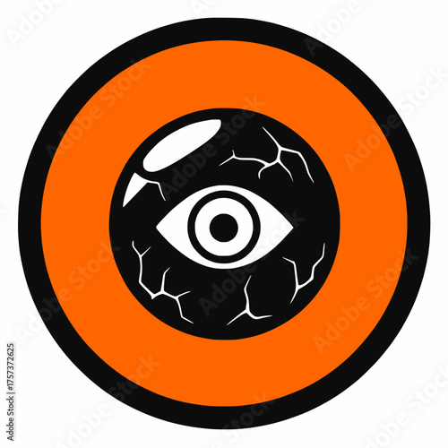 Halloween icon spooky orange eyeball horror punk goth emo isolated background