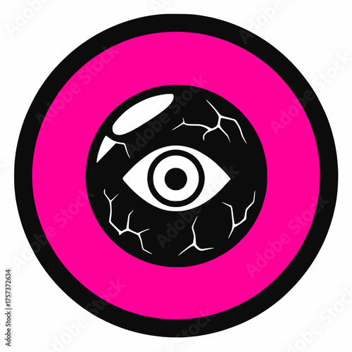 Halloween icon spooky pink eyeball horror punk goth emo isolated background