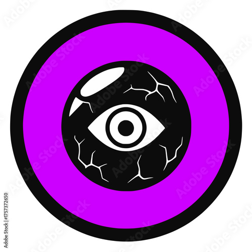 Halloween icon spooky purple eyeball horror punk goth emo transparent background