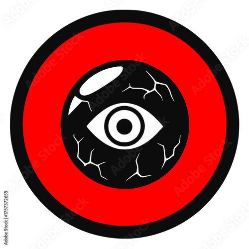 Halloween icon spooky red eyeball horror punk goth emo transparent background