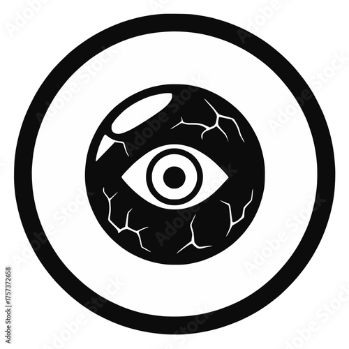 Halloween icon spooky black and white eyeball horror punk goth emo transparent background