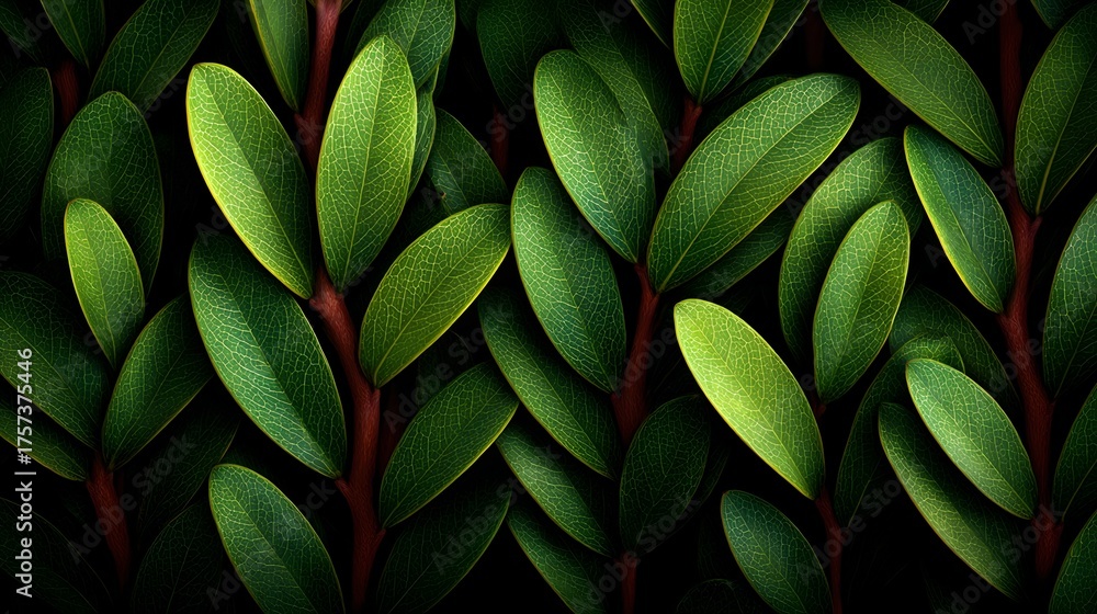Obraz premium Vibrant lush green leaves with detailed texture and natural botanical beauty perfect for nature environment and eco-friendly design themes