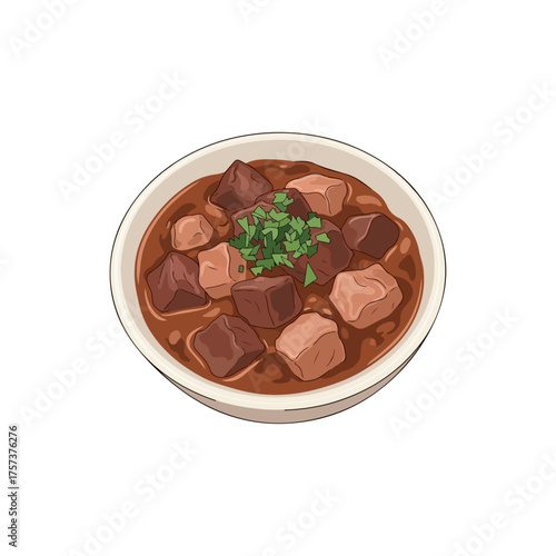 Realistic Vector Cartoon Illustration of Finnish Karelian Stew (Karjalanpaisti)

