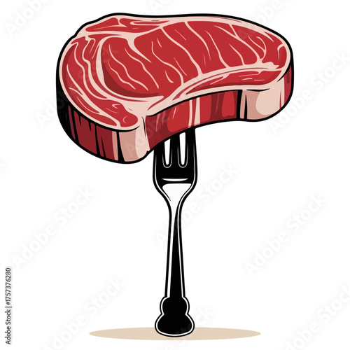 Beef Cooking Vector Illustration Juicy Grilled Beef Steak Food Art Design for Restaurant and Culinary Projects