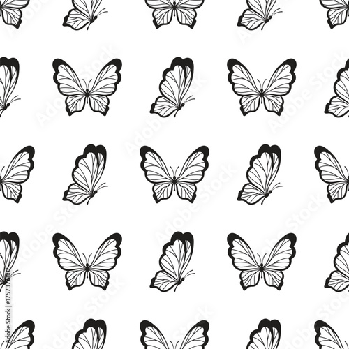 butterfly seamless pattern in outline