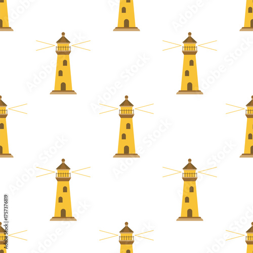 cartoon seamless pattern with lighthouse