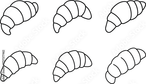 Croissant Outline Icons Simple Bakery Line Art Vector Set