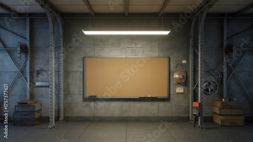 Industrial factory interior bulletin board cork board