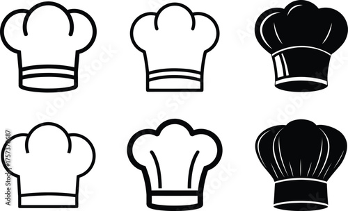Chef Hat Icons Set Minimal Cooking and Restaurant Vector Collection