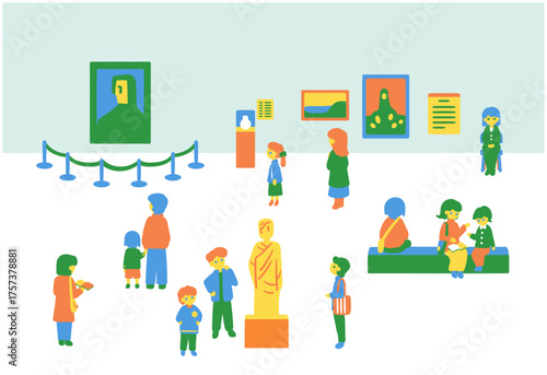 美術館で作品を鑑賞する人々