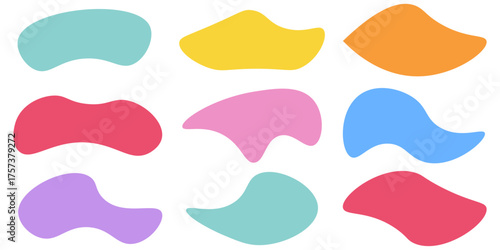 Hand drawn organic rectangle frames. Abstract doodle liquid shapes. Organic free flat blobs. Irregular fluid bubbles. Empty text box.