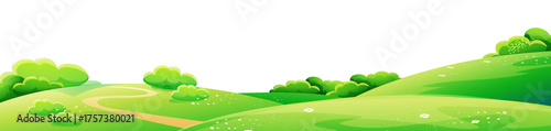 Enchanting green hills landscape with a winding path, perfect for illustrating children's stories and whimsical designs, evoking feelings of peace and serenity for a dreamy escape