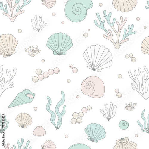 Ocean Seashell Vector Collection — Marine Illustrations of Shells, Coral, and Pearls