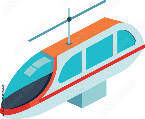 Isometric vector illustration of a modern high-speed commuter train for transportation graphics