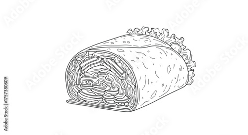 A rolled up rug with a frayed edge and a decorative border.