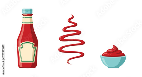 Red tomato condiment for food enjoyment.