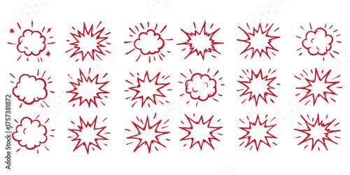 Black and white comic book style graphic element, including explosions, wind, stars, and lightning bolts. vector illustration