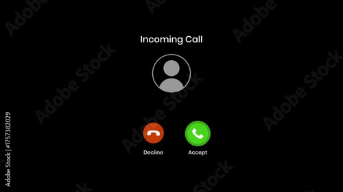 Incoming call UI animation on 4K black background