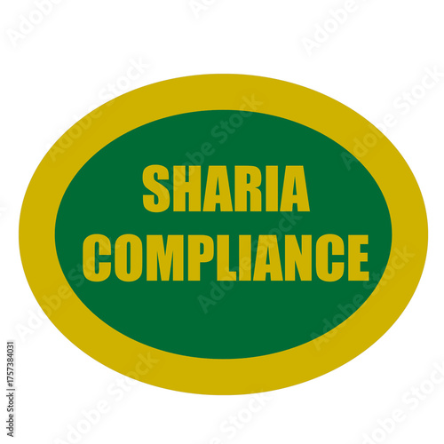 Text “Sharia Compliant” in gold letters on a green background symbolizing ethical Islamic finance and lawful investment. Ideal for financial institutions, Islamic banking, and business promotion.