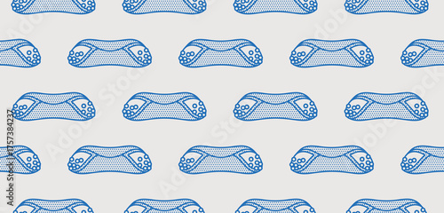 Seamless pattern of cannoli with chocolate. Line art, minimalist style. Vector illustration. Bakery collection.
