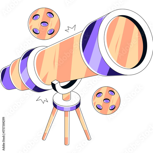 A space research tool illustration, isometric design of telescope