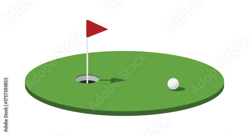 Golf course green with flagball and hole recreational sport leisure activity outdoor fun silhouette