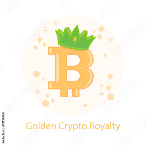Bitcoin Crown Symbol - Crypto King - Future Money - Outline Vector - Investment Success