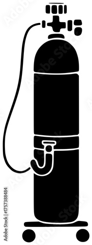 oxygen illustration medical silhouette gas logo tank icon equipment outline air cylinder treatment compressed hospital pressure o2 respiratory steel shape flammable vector graphic background