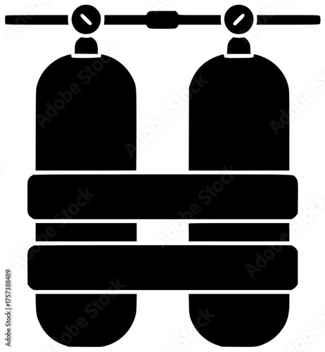 oxygen illustration medical silhouette gas logo tank icon equipment outline air cylinder treatment compressed hospital pressure o2 respiratory steel shape flammable vector graphic background