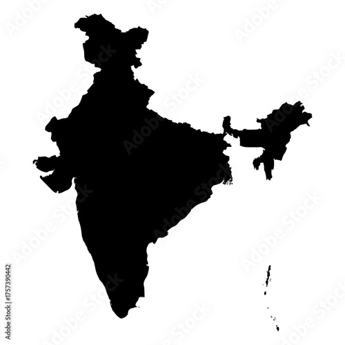 India silhouette map. India map vector. India map on white background