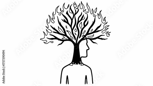 A Human Head with a Tree Growing Out of the Top