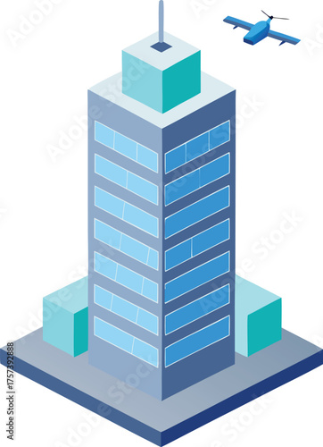 Isometric vector glass skyscraper illustration scalable eps modern building icon