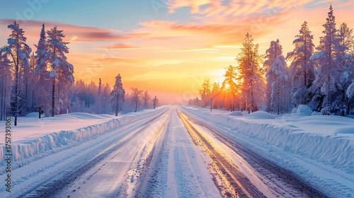 Reflections of Ice and Light. A magical blend of snow, sunset, and silence