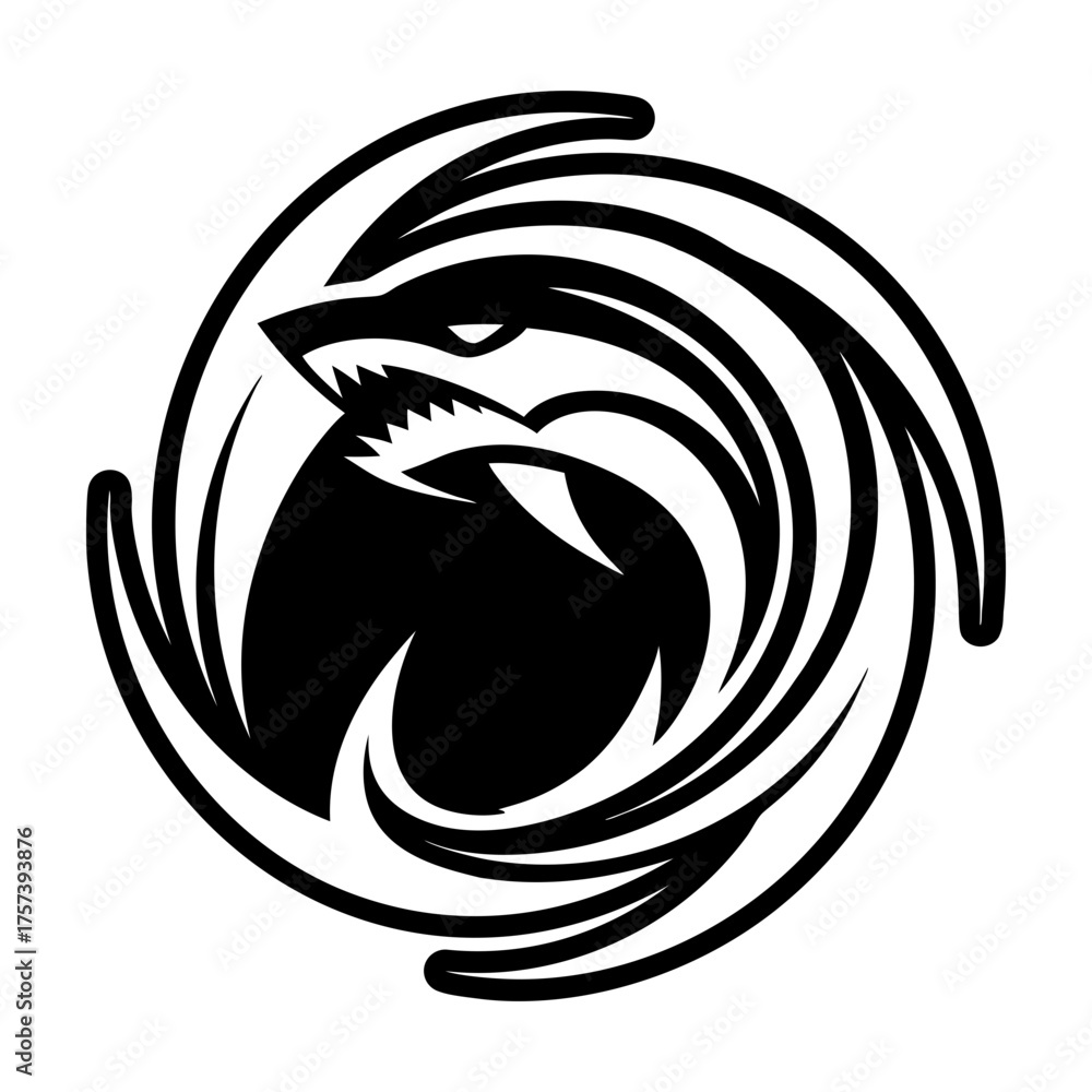 Naklejka premium Collection of Glyph Style Shark Logos