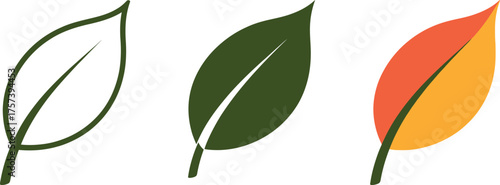 Three Leaves Symbolizing Growth Transformation and Seasonal Change with Nature Inspired Designs