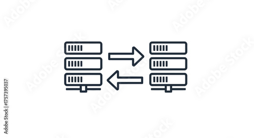 Data transfer between server racks digital information exchange concept icon vector
