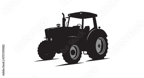 Powerful silhouette of a vintage farm tractor in motion symbolizing agriculture and rural work silhouette
