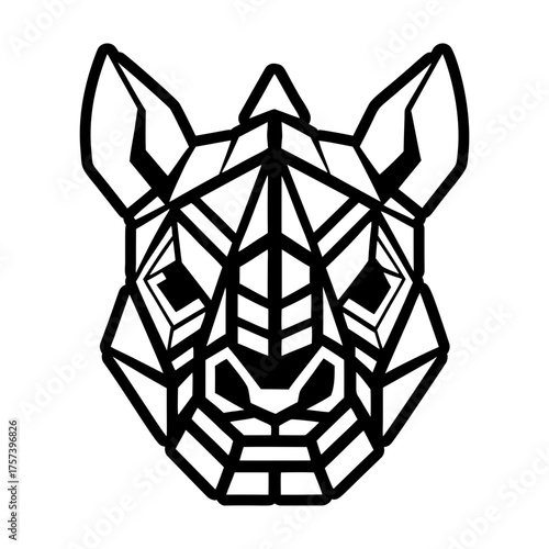 A glyph style icon showing a rhino logo