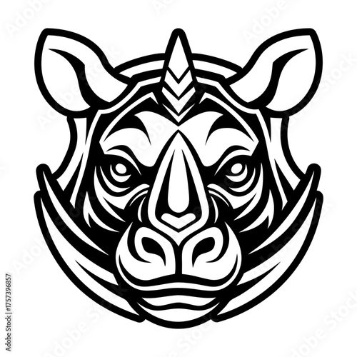 Glyph style icon showing a rhino head